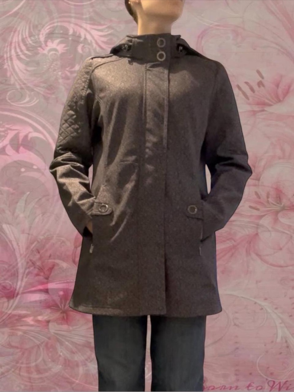 Lily Morgan Charcoal Grey Hooded Softshell Coat - Size M